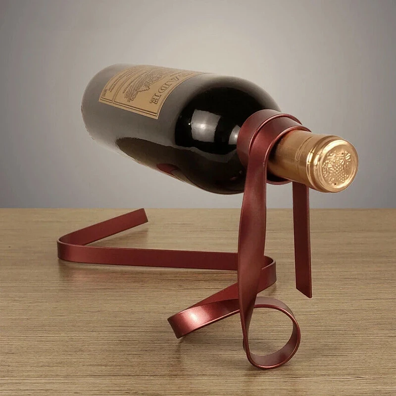 

Magic Floating Ribbon Wine Bottle Holder Rack Stand Bracket Art Decor Stand Holder Kitchen Dining Room Cellar Bar Decor Accesso