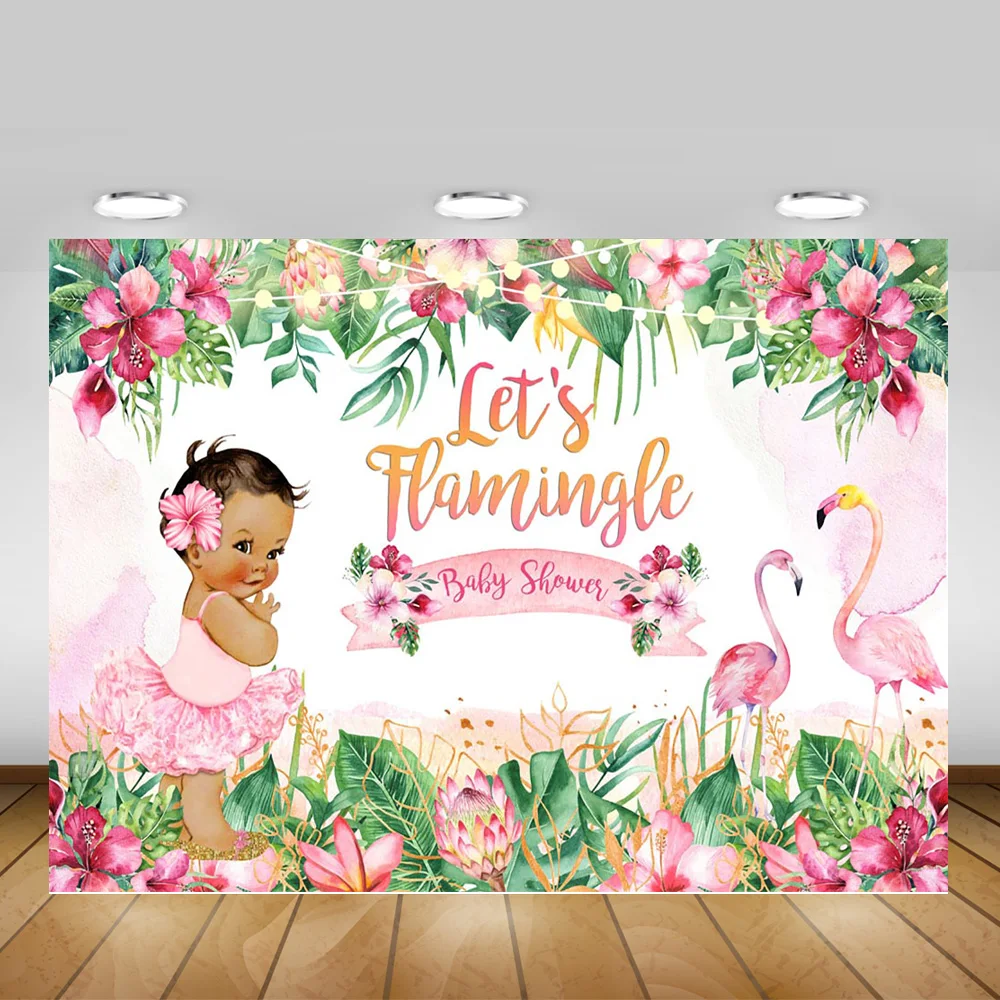 Let's Flamingle Baby Shower фон для фотосъемки новорожденных летний с фламинго Алоха
