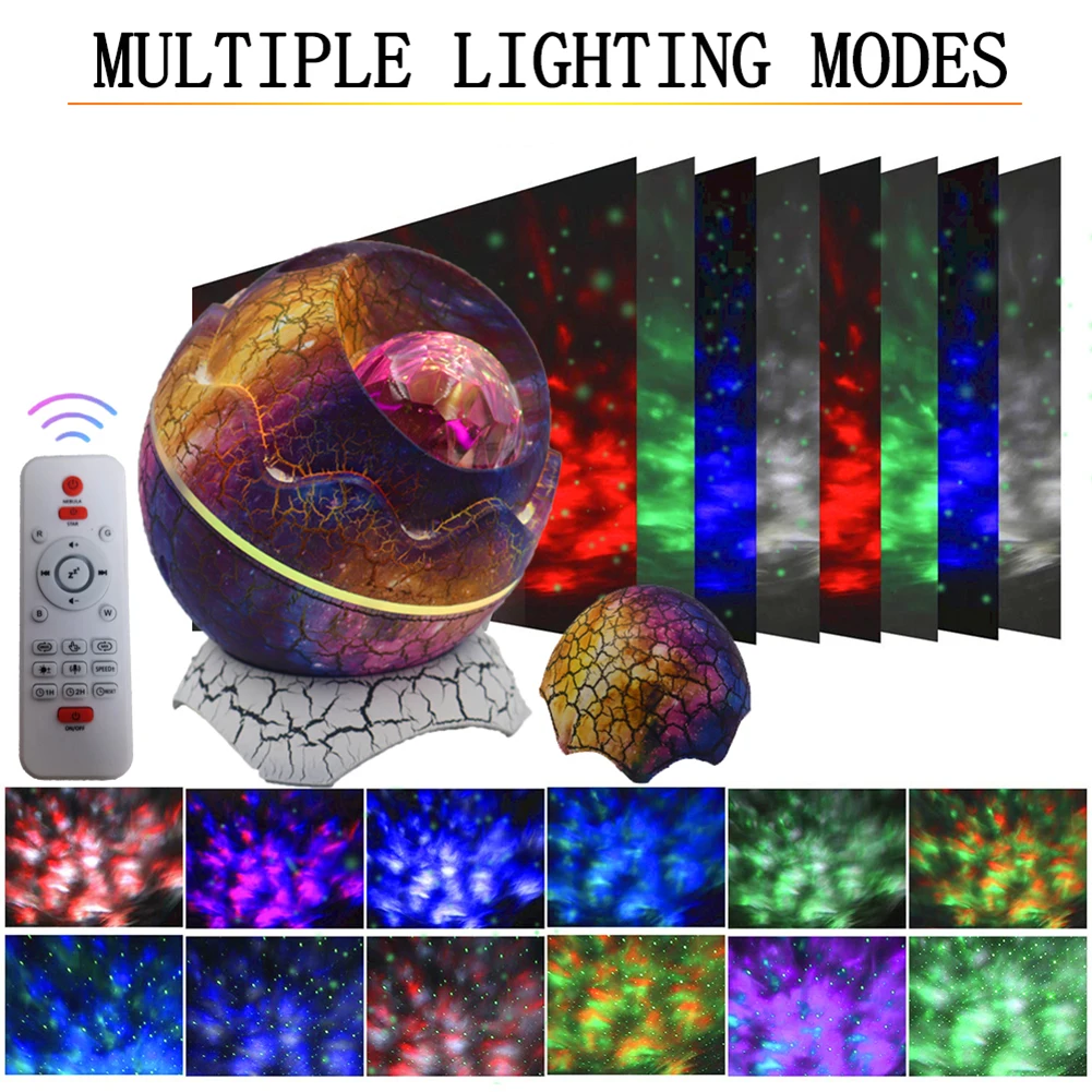 Creative Dinosaur Egg Starry Projector Light Remote Control Music Night Atmosphere Special Lamp Kids Gift | Лампы и освещение