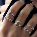 Набор колец на костяшки в богемном стиле, цветок, кристалл, луна, звезда, набор колец на палец, модная женская открытая модель, 5 шт.компл.