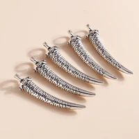 4pcs 1358mm antique silver color wolf tooth spike charms fit necklaces pendants earrings diy accessories jewelry making