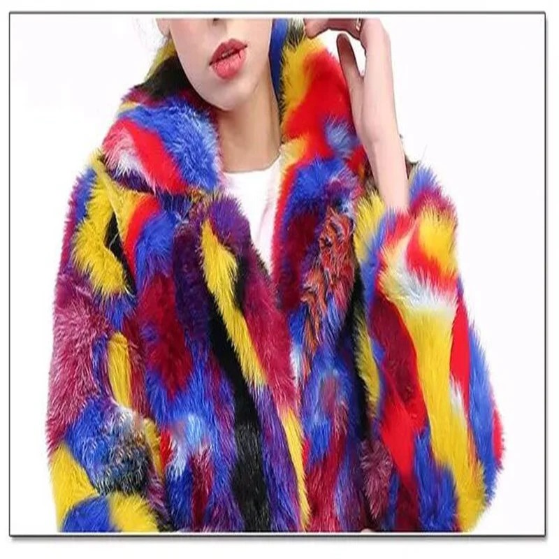Women's fox fur coat mid-length slim korean windbreaker autumn winter fur raccoon new style пальто женское зима manteau femme