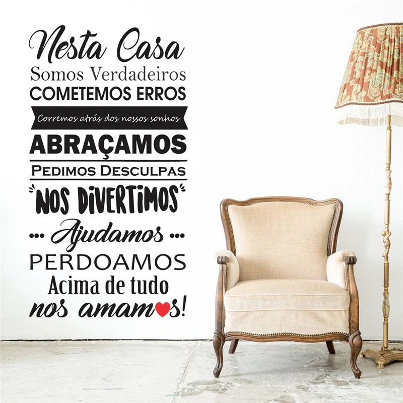 

Wall Stickers Nesta Casa Somos Verdadeiros, Cometemos Erros Portuguese Quotes Vinyl Wallpaper For Bedroom Decor Decals RU2242