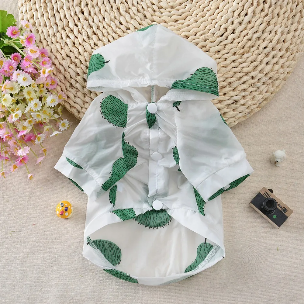 Летняя Солнцезащитная толстовка с капюшоном; одежда для маленьких собак; плащ-дождевик для собак; Одежда для маленьких и средних животных; пончо с принтом фруктов