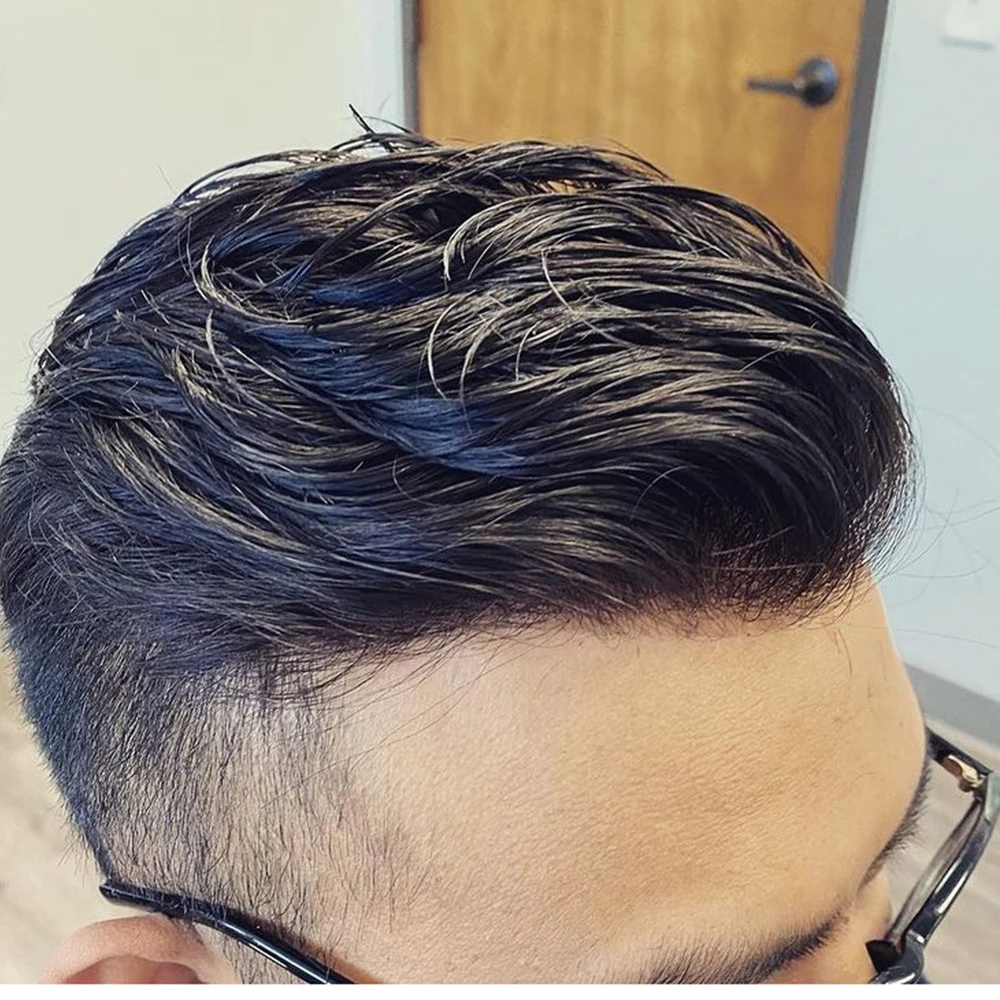 Накладка из тонкой кожи мужская передняя V-образная натуральная линия волос