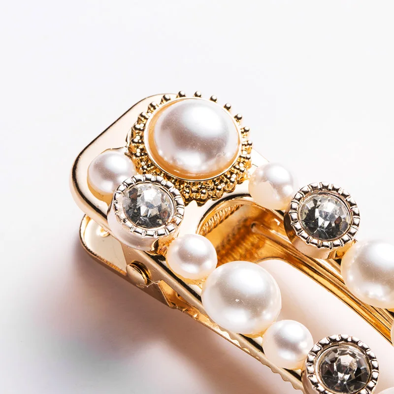 

1pcs ins Imitation pearl Korean Chic style Flower Hair clip Fashion Geometric Hairpin Women Hair Accessories