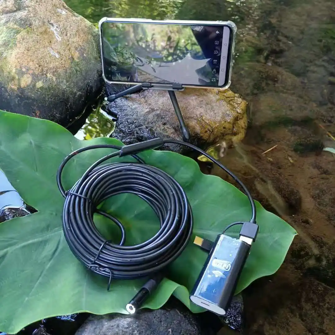 Pаспродажа Подводная камера для рыбалки, HD визуальная Водонепроницаемость IP68, Wi-Fi, подключение к телефону, планшет, 8 светодиодов, подсветка, рыболокато...