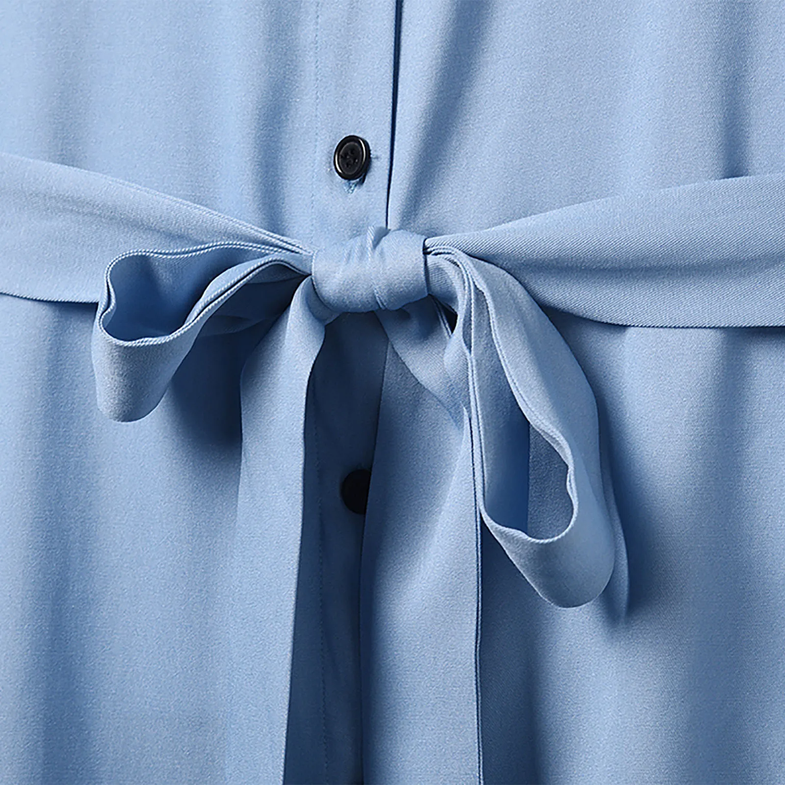 

Fashion Summer Women's Dress Solid Color Mid-waist Loose Dress Street Cotton Denim Blue Dress Loose Casual Dress Women's