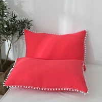 2020 new cotton cute fur ball pure color pillowcase can not afford the ball and does not fade singledouble pillowcase