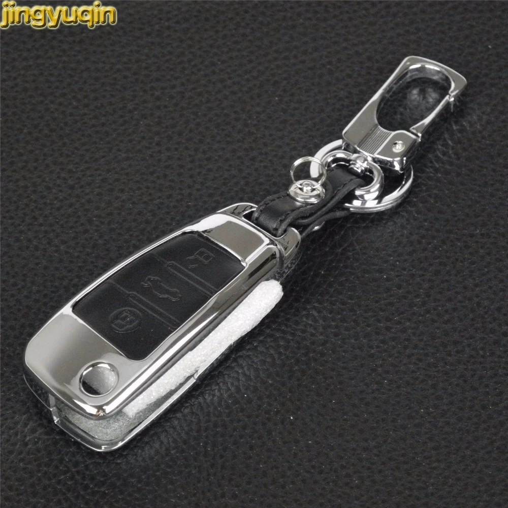 

Jingyuqin 5PCS For Audi A1 A3 A4 A5 A6 A7 A8 R8 Q3 Q5 Q7 TT 80 B5 B6 B7 B8 C5 C6 R8 With Buckle Zinc Alloy+Leather Car Key Case