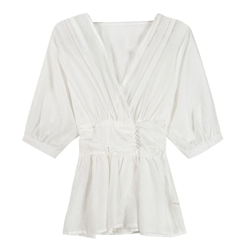 Летняя одежда очень Феи холодный стиль V образный вырез Топ Ретро шифоновая