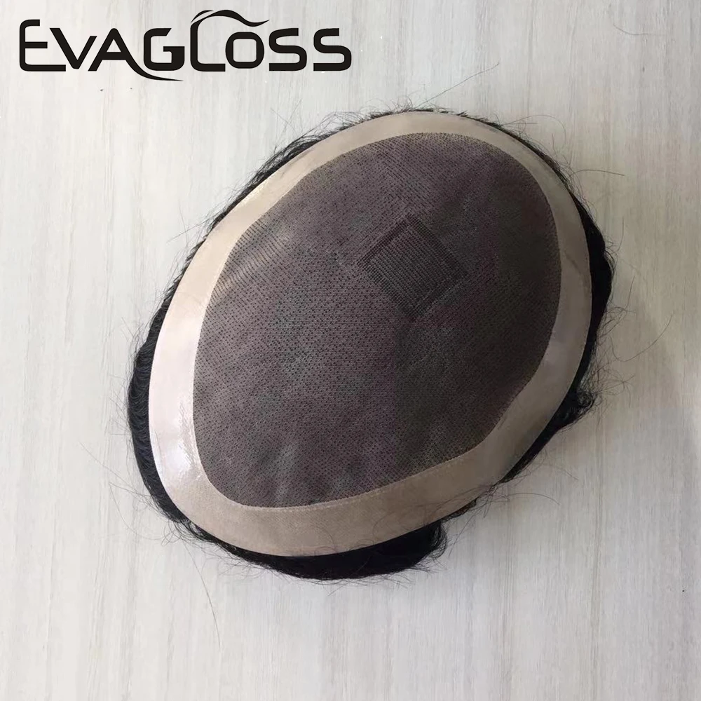 Парик на сетке EVAGLOSS для мужчин тонкие моноволосы натуральные человеческие