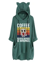 2022 autumn and winter womens cute sweater knit sweatshirt pocket letter sweater coffee because murder