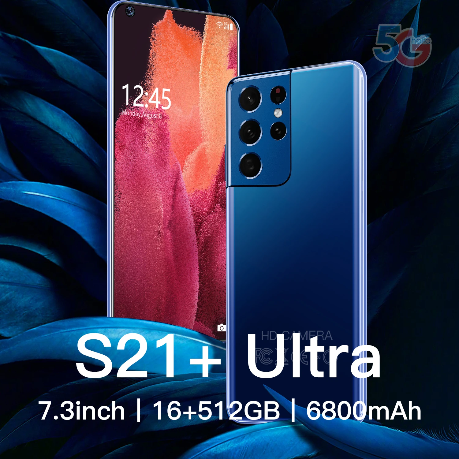 

S21+Ultra 7.3Inch Global 16GB 512GB New Smartphones 24MP+48MP Android 10 6800mAh Ten Core Really 4G 5G Dual SIM Unlock Telephone