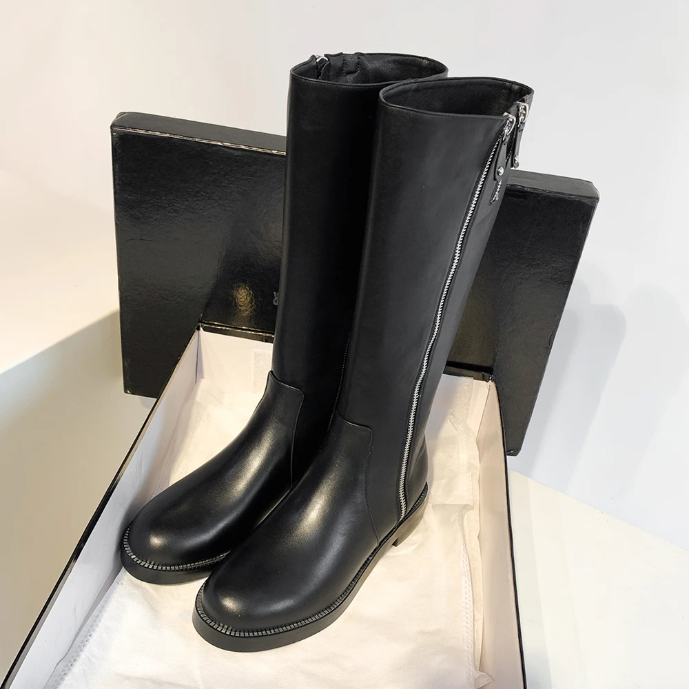 Женские высокие сапоги на молнии из натуральной кожи до колена размеры 34 43|Сапоги