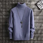 Мужские свитеры и свитеры на зиму, мужские пуловеры, одежда, теплые однотонные мужские вязаные свитеры с высоким воротником в уличном стиле для отдыха.