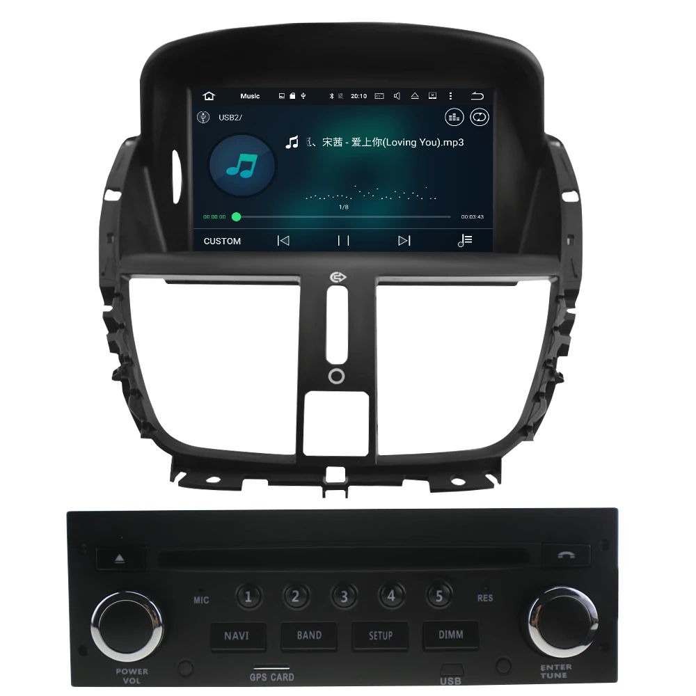 Автомобильный DVD плеер Octa Core 4G RAM Android 9 0 GPS навигация Мультимедиа Стерео для Peugeot 207