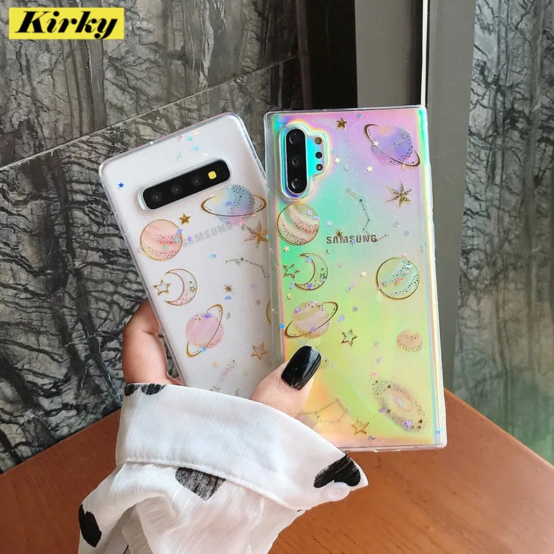 Мультяшный Блестящий Радужный Звездный Ударопрочный силиконовый чехол для