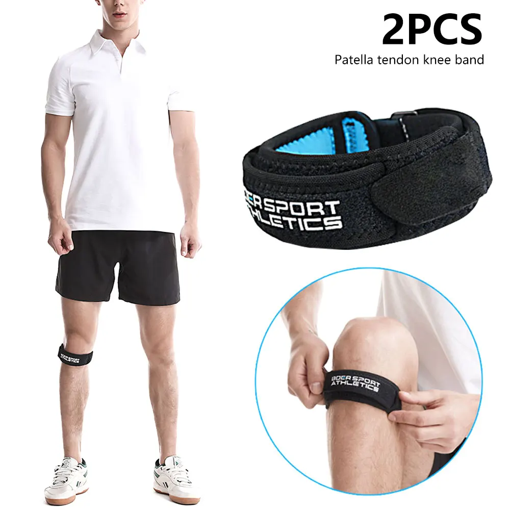 

2 Pieces Of Adjustable Patella Tendon Knee Strap Support Stabilizer With Analgesic Strap Stabilizer Football Basketball Squat
