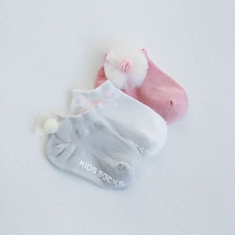 

3 Pairs/lot 0 To 24M Spring Summer Baby Socks Solid Color Infant Baby Floor Socks Soft Cotton Anti-slip Boat Socks for Girls