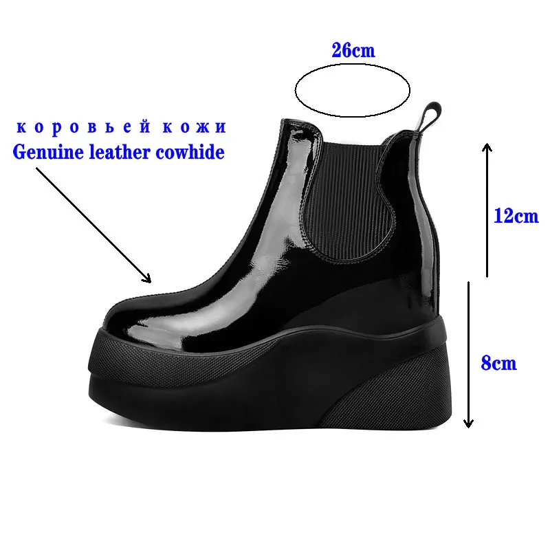 

2021 Brand Wedges High Heeled Women Genuine Leather Boots Sexy Platforms Slip On Punk Night Club Dancing Shoes Woman