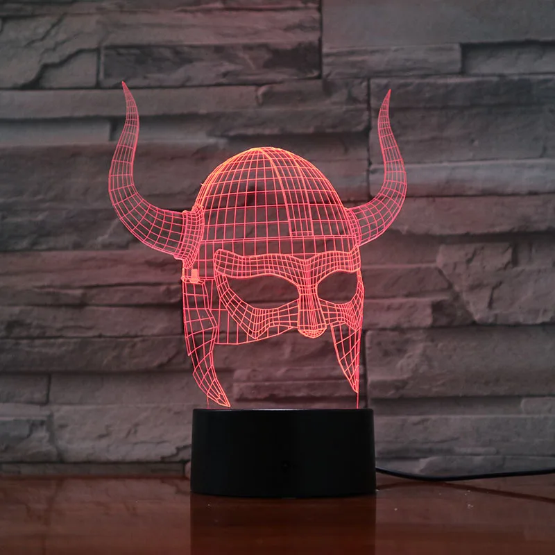 Художественное украшение 3D лампа викингов шлемы визуальный световой эффект изменение цвета с дистанционным лучшим украшением Led ночник лампа