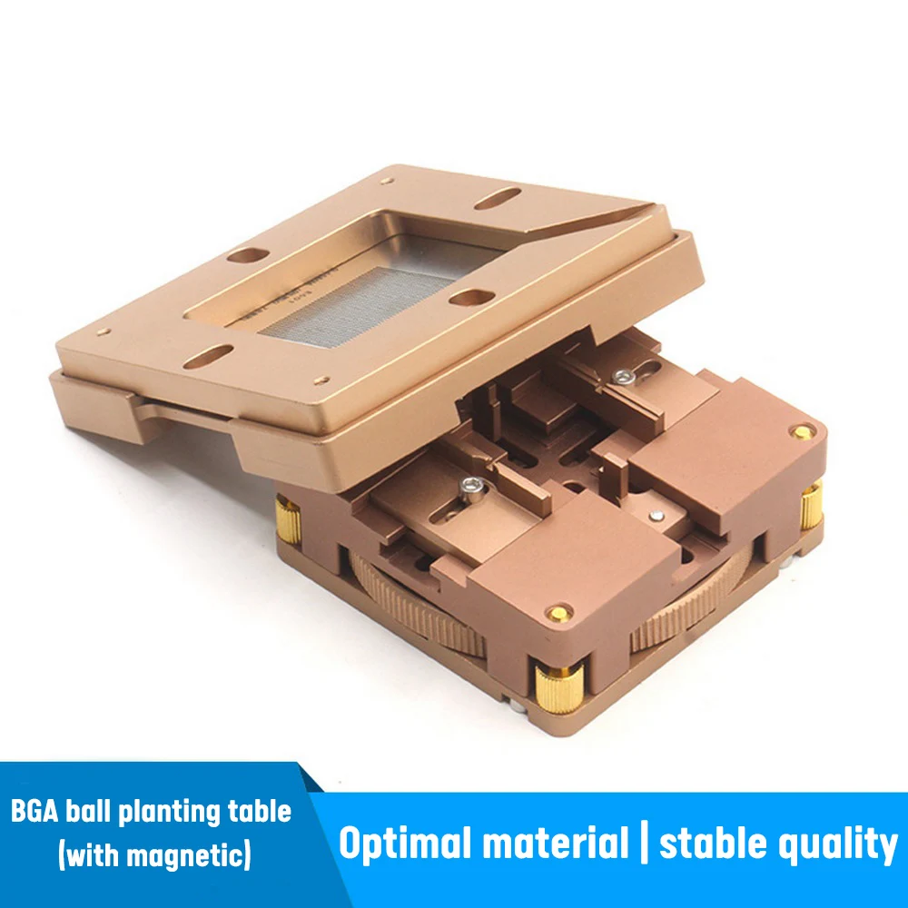 

BGA Ball Planting Table Aluminium Alloy Gold Fast Positioning with Magnetic Bead Planting Table CPU Chip Leakage Tool