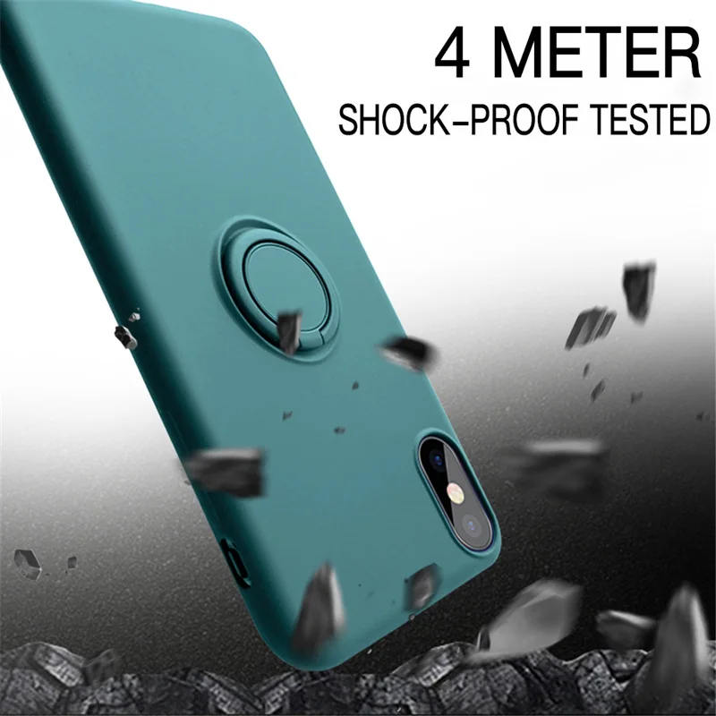 

3 IN 1 Liquid Silicone Ring Holder Phone Case For iPhone 11 Pro XS Max XR SE 2020 8 7 6s 6 Plus Finger Magnetic Bracket Cover