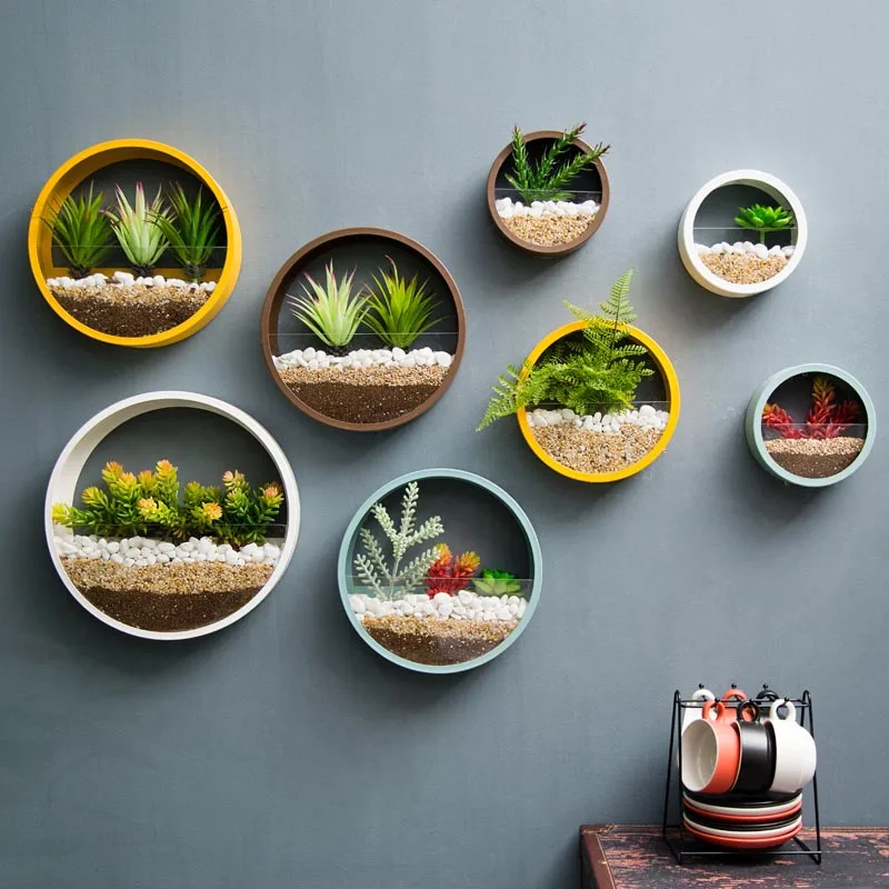

Nordic Wall Planter Metal Iron Art Wall Vase Home Succulent Plant Pot Transparent Glass Hanging Flower Pot Wall Art Decor