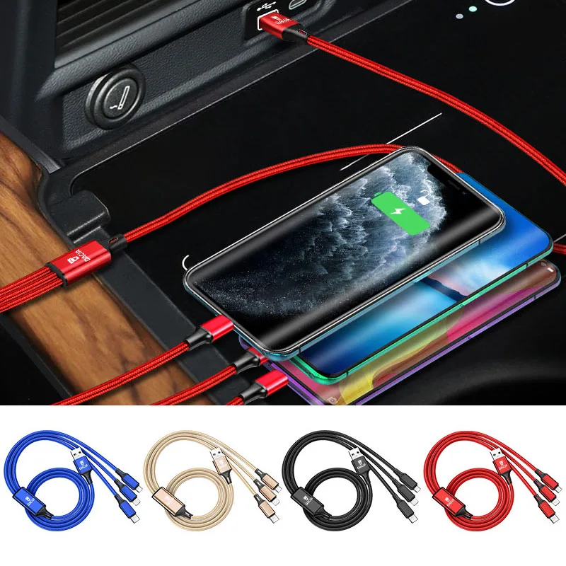 USB Type C 3in1 Ретрактируемый ликвидный силиконовый кабель быстрой зарядки и передачи данных для Dacia Sandero Stepway Dokker Logan 1 2 MCV Spring Duster on.