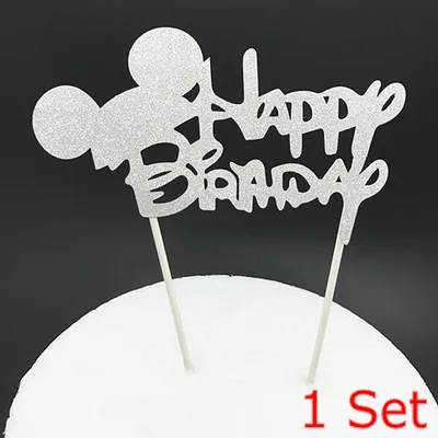 Silver Mickey Flag 50 шт./лот фольги в золотую полоску бумажные соломинки для детей с днем рождения свадьбы рождества украшения творческие флаги события вечерние принадлежности - Цвет: Silver Mickey Flag