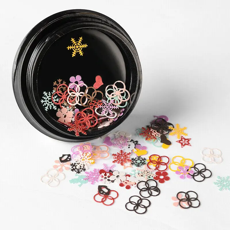 1 коробка металлические ломтики Типсы Снежинка Блестки Дизайн ногтей блестки