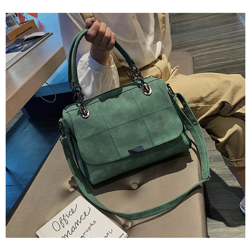 

Large Capacity Matte Women Handbag Scrub Female Shoulder Bags Green PU Leather Ladies Totes Bag For Travel Hand Bags 20#