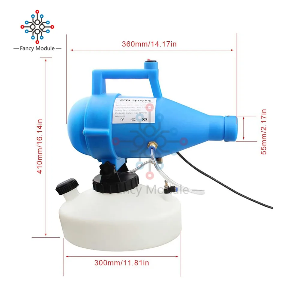 

Portable Handheld Virus Disinfection Atomizer 4.5L Electric ULV Fogger Sprayer Anti-Epidemic ULV Fogger Disinfection Atomizer