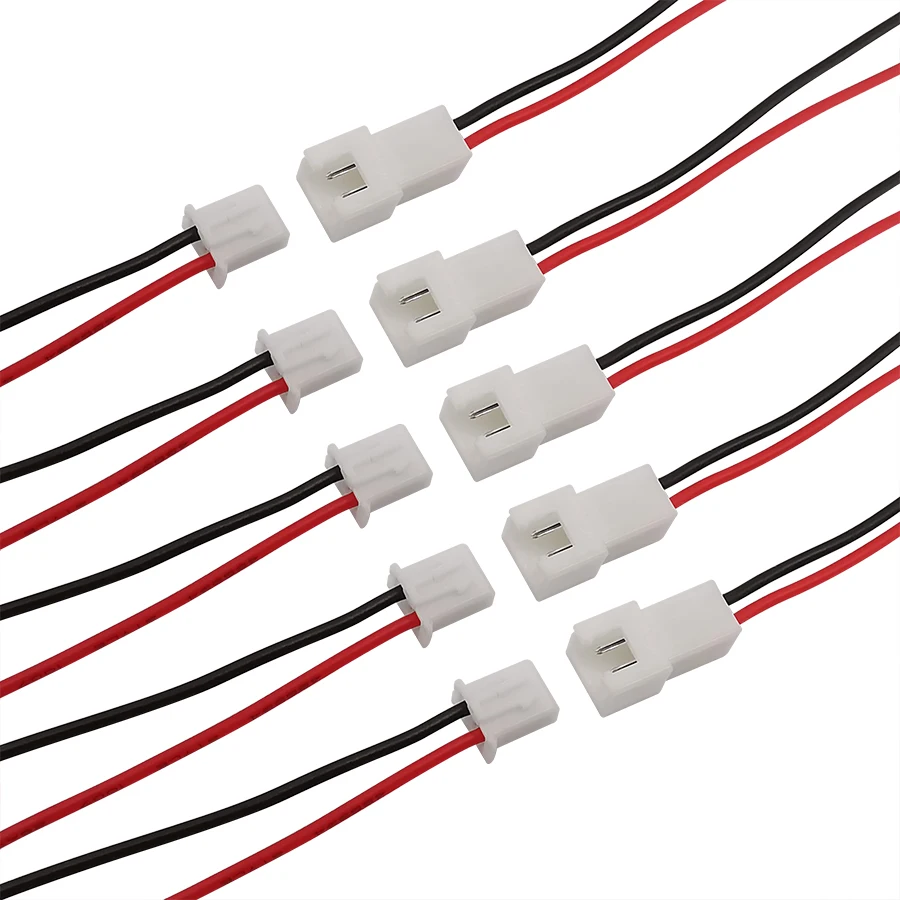 10/5Pcs XH2.54 2 Pin Pitch 2.54mm Wire Cable Connector Male Plug & Female Socket Battery Charging Cable Wire 26AWG Length 200mm