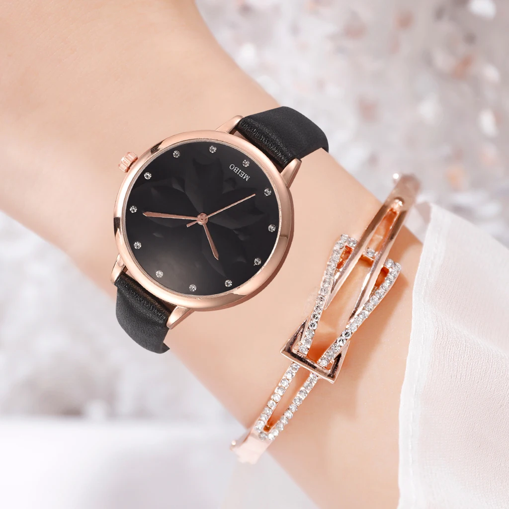 Fashion Leather Strap Women Watch Casual Love Flowers Quartz Wrist Ladies Luxury Watches relogio feminino Gift | Наручные часы