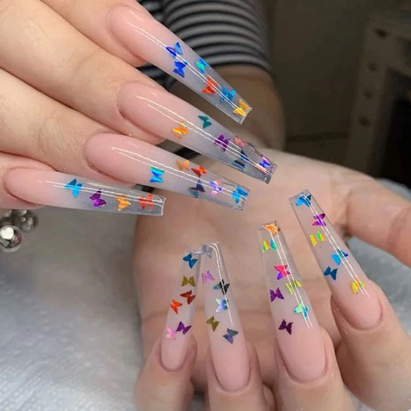 

Зеркальные Блестящие бабочки для ногтей блестки смешанные цвета голографические Блестки для ногтей 3D хлопья ломтики Spangle MPwell