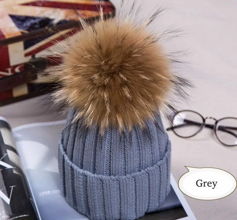 

Fashion Women Winter Pom 18cm Ball Knit Beanie Ski Cap Bobble Hat