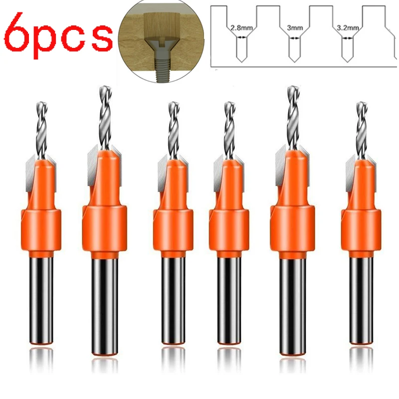 6 шт. HSS зенковки сверло винт Деревообработка фаски инструмент Дерево бурение