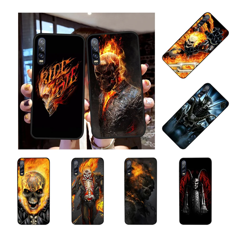 

NBDRUICAI Skull Biker Demon Ghost Rider Soft black Phone Case For Huawei Y5 Y6 Y7 Y9 Prime 2019 Enjoy 7 8 9 10 Plus