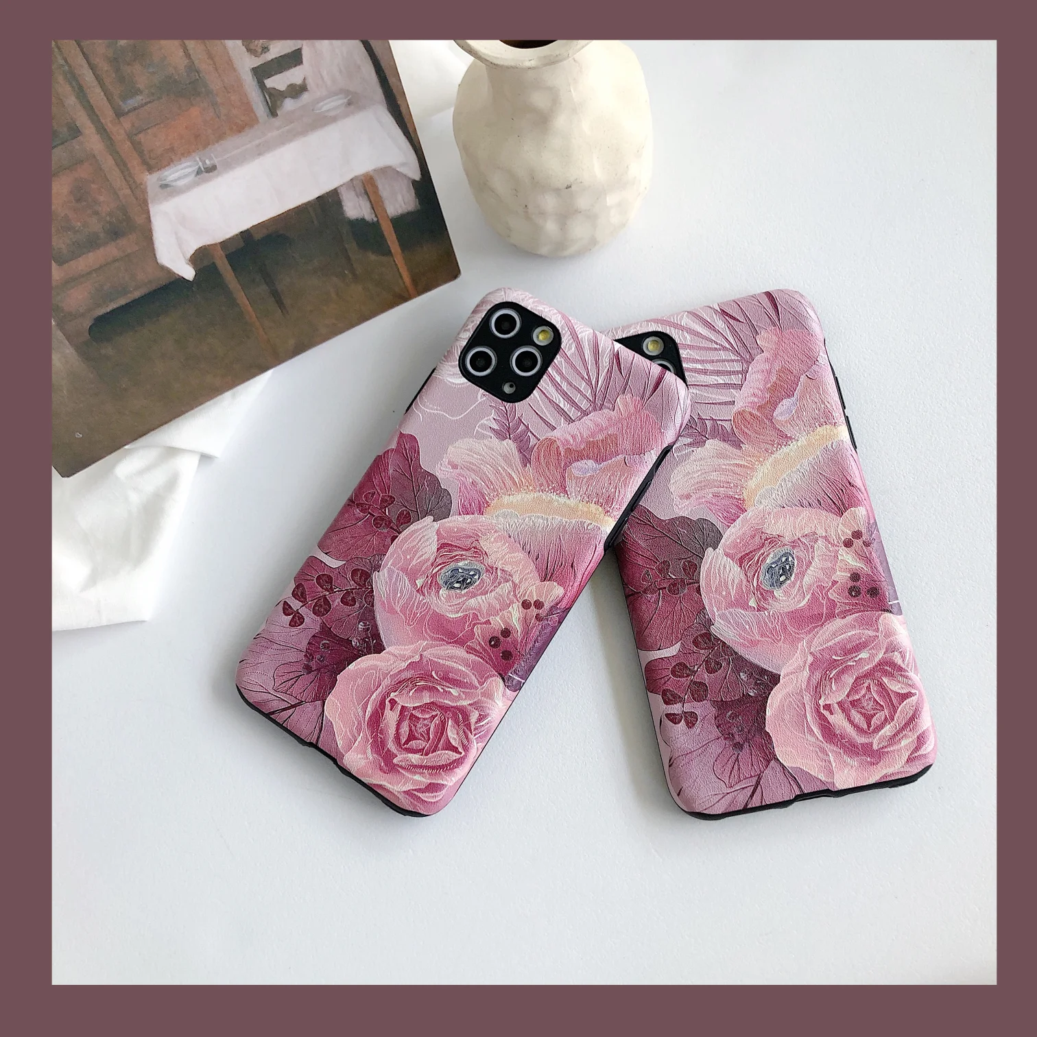 

Oil painting retro flowers suitable for iphone11ProMax mobile phone case 7/8plus x xsmax xr protective cover
