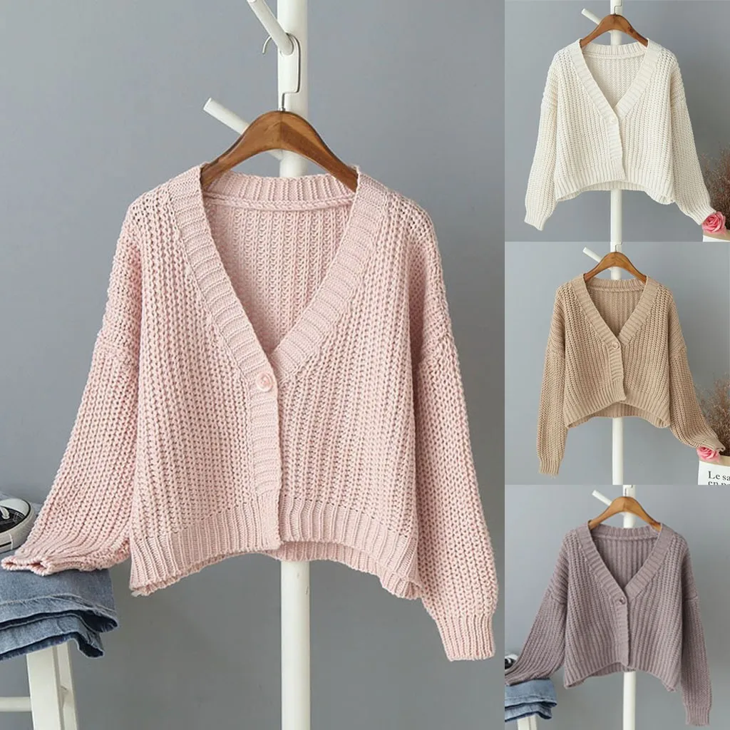 Женский вязаный свитер свободного покроя однотонный топ с глубоким v образным