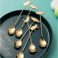 japanese cat fish spoon coffee stirring spoon cute dessert stainless steel milk tea spoon home kitchen coffee accessories
