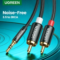 ugreen 3 5mm to 2rca cable nylon braided audio auxiliary adapter stereo y splitter cord for smartphone speakers tablet hdtv mp3