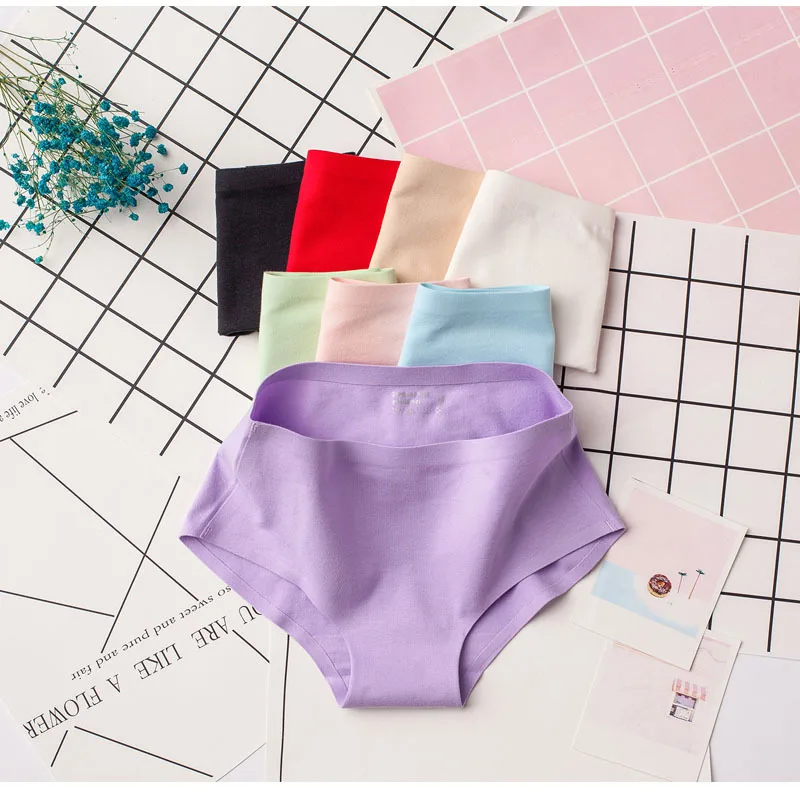 Женские трусы 2 шт. хлопковое нижнее белье средняя талия бесследное женское