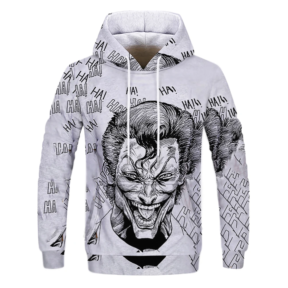 

В стиле «Джокер» 3D с капюшоном клоун Толстовка Прохладный свитшот с рисунком, круглый воротник, длинные рукава Толстовка повседневные толс...