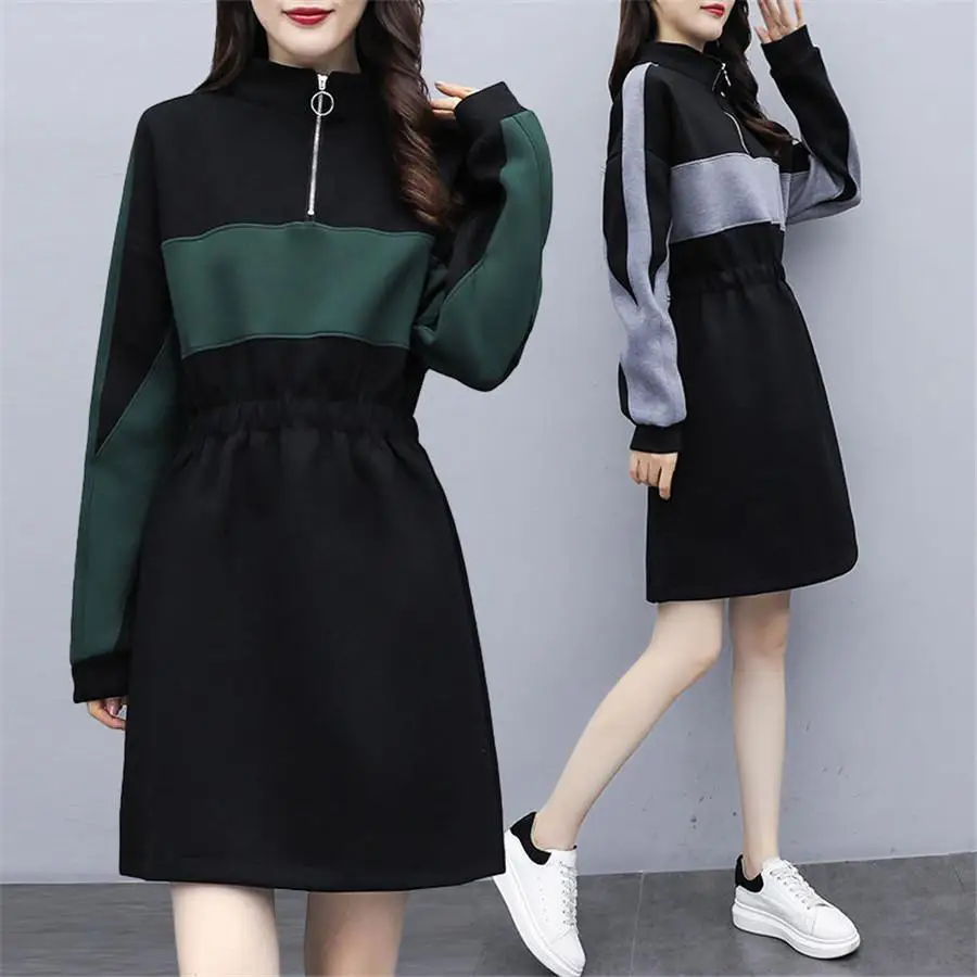 womens sweater casual dress trumpet sleeve lotus female sleevewomen stand up collar long bottoming dresses free global shipping
