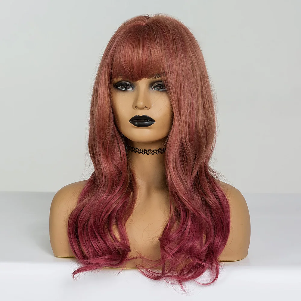 Парик ALAN EATON Омбре Коричневый Красный Длинные волнистые синтетические парики с