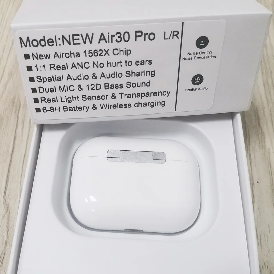 Беспроводные Bluetooth наушники Air30 Pro TWS 1562X с чипом 45 дБ супер басами и зарядным