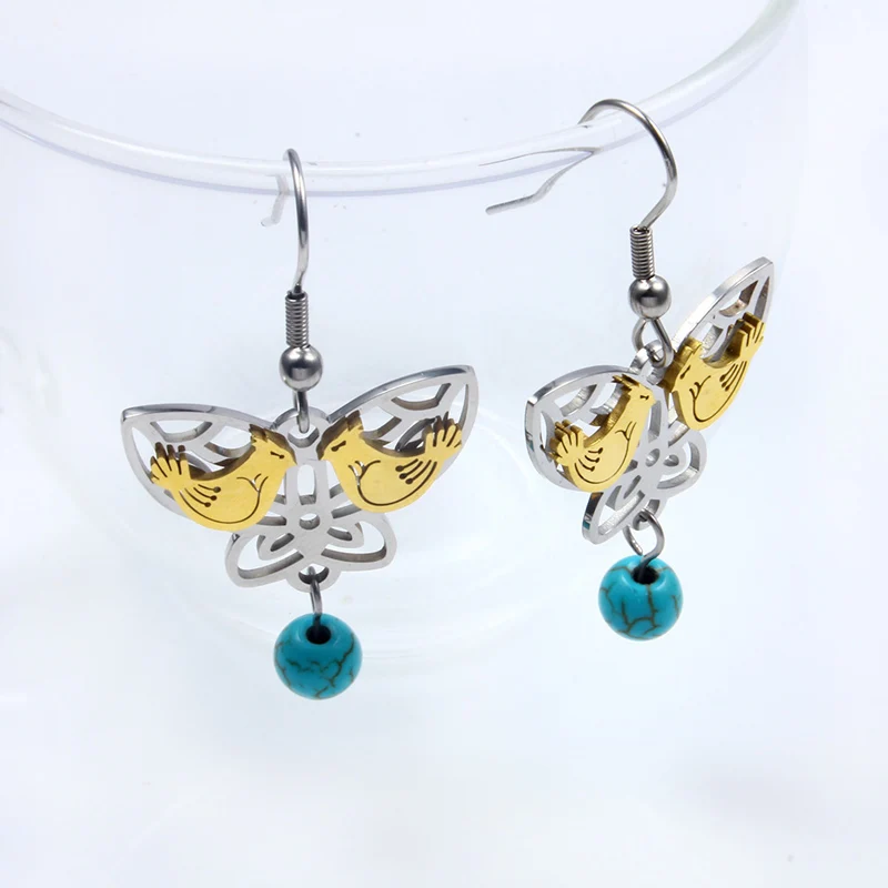 Женские Разноцветные серьги-бабочки DICARLUN из нержавеющей стали золотистого цвета